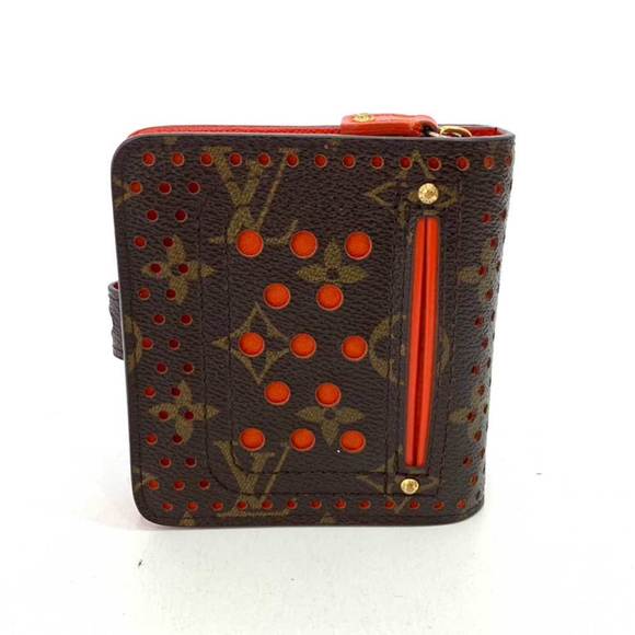 Louis Vuitton Wallet Zip Bifold Brown x Orange Punching Ladies Men's Monogram... - Picture 2 of 5
